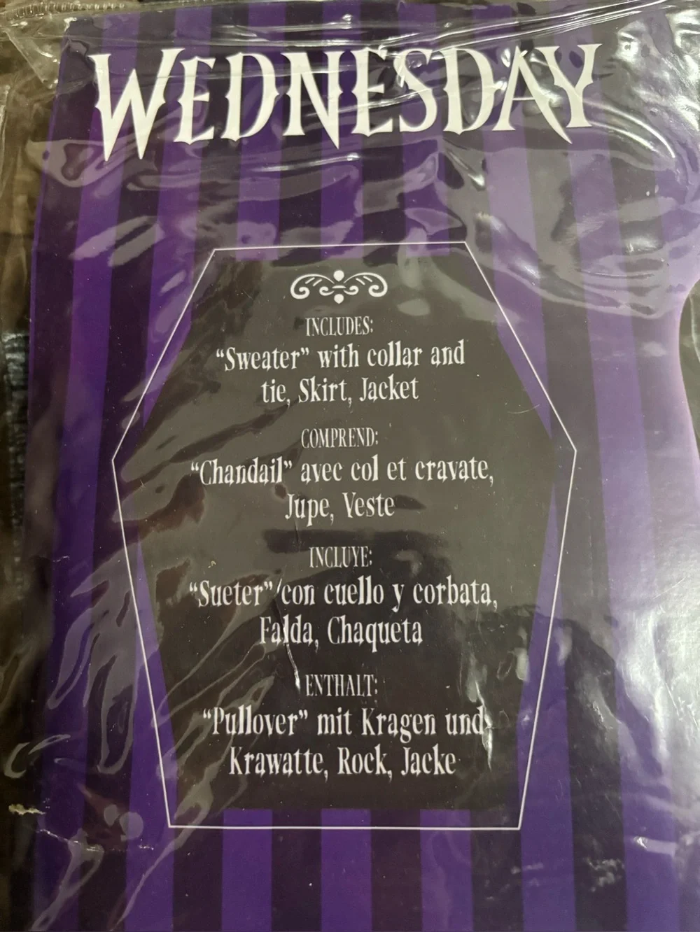 Rubies Wednesday Addams Child School Uniform Costume Sz 10-12 Wig Included NWT